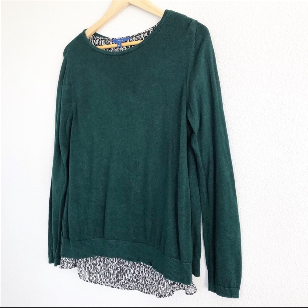 Apt. 9 Hunter Green Layered Patterned Sweater M - image 1